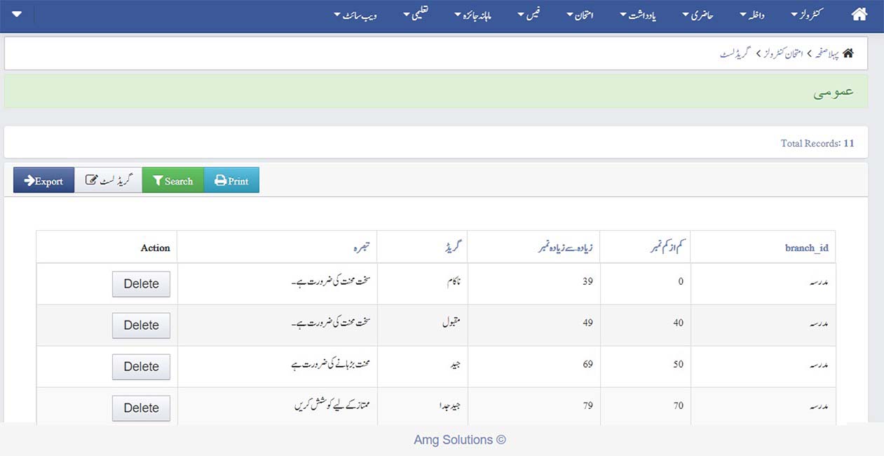 Grade List Urdu1