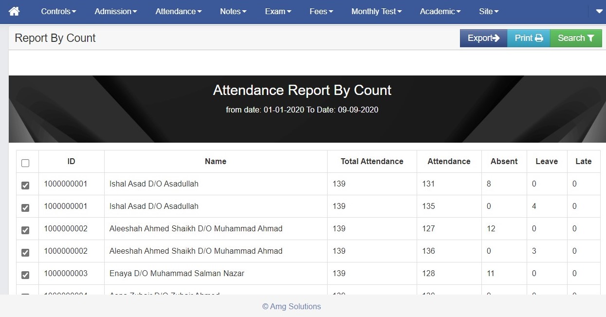 Attendance by Count