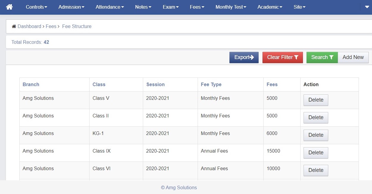 Fee Structure