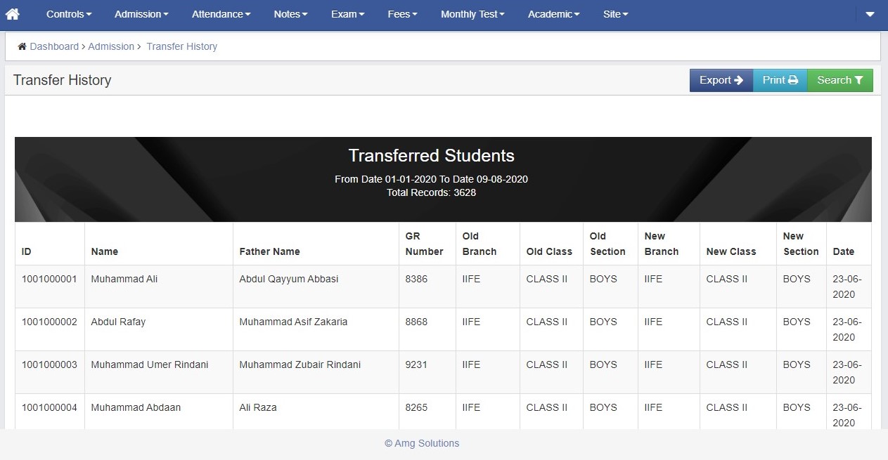 Transferred Students